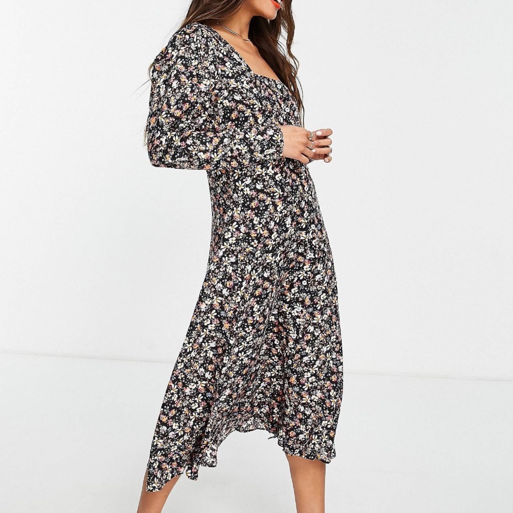 Long Sleeve Colorful Floral Midi Dress - Picture 3 of 13